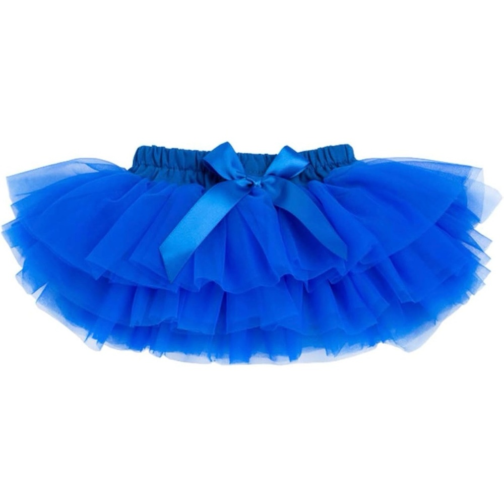 Baby Tulle Tutu Skirt Diaper Cover with Back Bow Blue Size 0-3 Months
